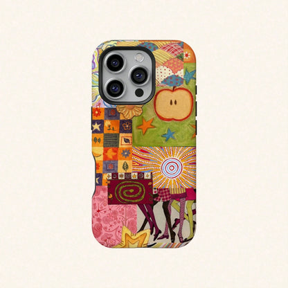Shockproof Collage Elements Fashion Phone Vintage Interesting Artistic & Floral Collage Phone Compatible With 17 16 15 14 Pro Plus 13 12 11 Spring Birthday
