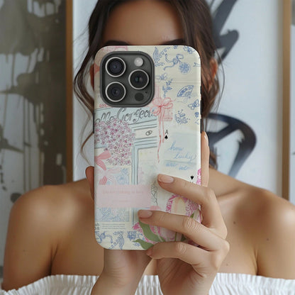Shockproof Fashion Beach Elements Beach Collage Pattern Phone Case Summer Coconut & Hibiscus Style Compatible With Iphone 17 16 15 14 13 Pro Max Plus 12 11 Spring