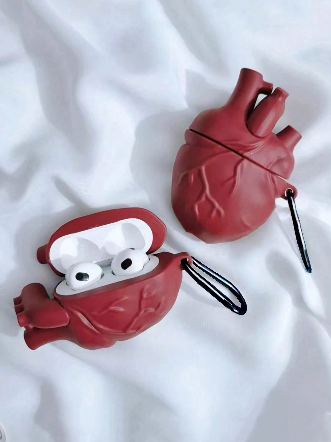 Shockproof Heart Element 1pc Heart-Shaped Bluetooth Earphone Protective Case Compatible With Apple Pro 2nd Gen, 1/2/3/4, Creative 3D Cartoon Unisex Earphone Charging Case Cover (Earphones Not Included