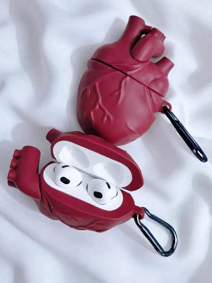 Shockproof Heart Element 1pc Heart-Shaped Bluetooth Earphone Protective Case Compatible With Apple Pro 2nd Gen, 1/2/3/4, Creative 3D Cartoon Unisex Earphone Charging Case Cover (Earphones Not Included