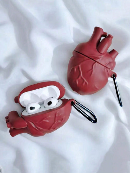 Shockproof Heart Element 1pc Heart-Shaped Bluetooth Earphone Protective Case Compatible With Apple Pro 2nd Gen, 1/2/3/4, Creative 3D Cartoon Unisex Earphone Charging Case Cover (Earphones Not Included