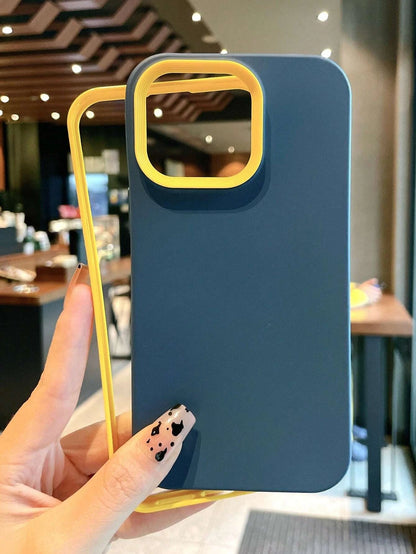 Shockproof Solid Color Solid Color Spray Painted Contrast Color 3-In-1 Anti-Drop Phone Case Compatible With IPhone 11, 12, 13, 11, 16, 17, 17 Pro Max, 13 Pro Max, 16 Plus, 16 Pro Max, 16 Pro, 14 Pro