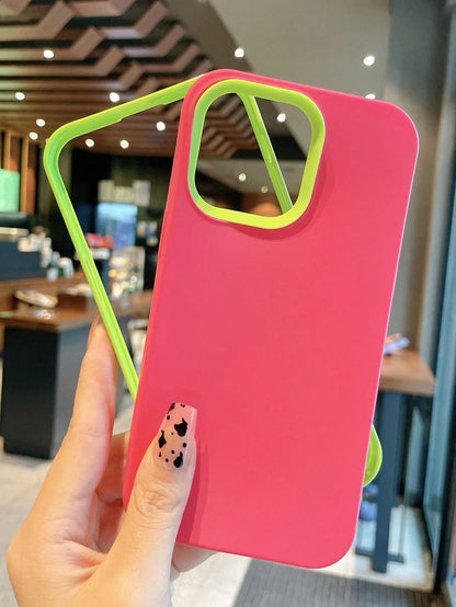 Shockproof Solid Color Solid Color Spray Painted Contrast Color 3-In-1 Anti-Drop Phone Case Compatible With IPhone 11, 12, 13, 11, 16, 17, 17 Pro Max, 13 Pro Max, 16 Plus, 16 Pro Max, 16 Pro, 14 Pro