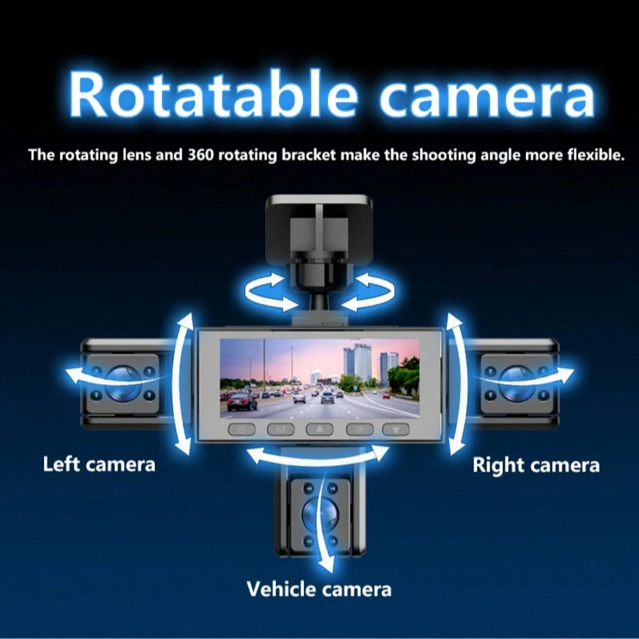 SIDAKEYE 360° Panoramic 4-Lens Car Camera, 3.16-Inch IPS Car Screen, Gravity Sensor, Loop Recording, Monitoring Camera, High-Definition Ultimate 1080P Front Camera And 720P Front/Rear/Left/Right Full