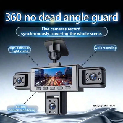 SIDAKEYE 360° Panoramic 4-Lens Car Camera, 3.16-Inch IPS Car Screen, Gravity Sensor, Loop Recording, Monitoring Camera, High-Definition Ultimate 1080P Front Camera And 720P Front/Rear/Left/Right Full