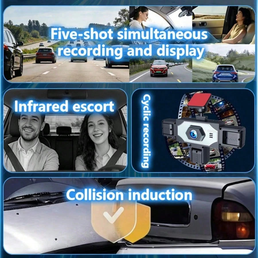 SIDAKEYE 360° Panoramic 4-Lens Car Camera, 3.16-Inch IPS Car Screen, Gravity Sensor, Loop Recording, Monitoring Camera, High-Definition Ultimate 1080P Front Camera And 720P Front/Rear/Left/Right Full