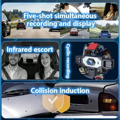SIDAKEYE 360° Panoramic 4-Lens Car Camera, 3.16-Inch IPS Car Screen, Gravity Sensor, Loop Recording, Monitoring Camera, High-Definition Ultimate 1080P Front Camera And 720P Front/Rear/Left/Right Full