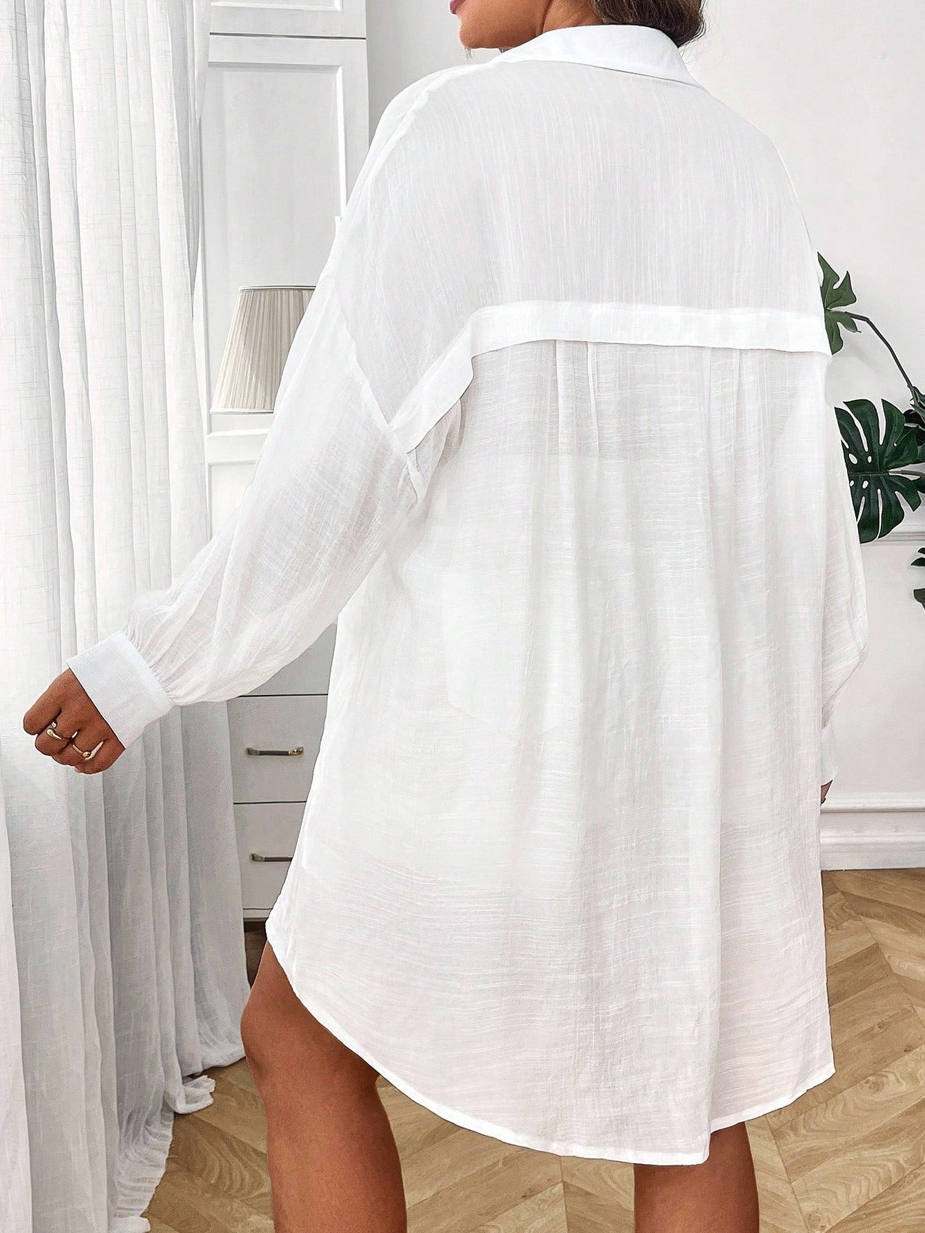 Silhoulove Plus Drop Shoulder Blouse Without Bra Women Shirt Fall Cloth For Women
