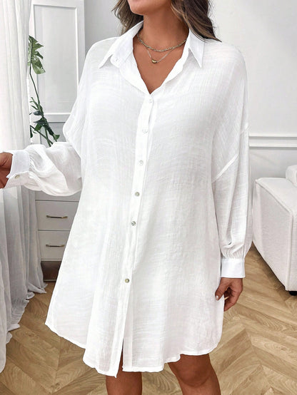 Silhoulove Plus Drop Shoulder Blouse Without Bra Women Shirt Fall Cloth For Women