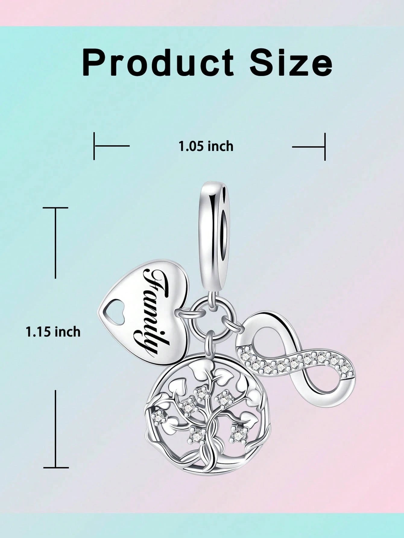 Silver Plated Tree Of Life Sphere Bead Pendant, Fits DIY Bracelet Necklace, Heart Detail Women Jewelry Charm, Holiday Gift For Mom Wife Family Friends