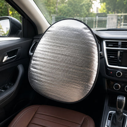 Silver Reflective Heat-Insulating Sun Shade Cover For Car Steering Wheel, Anti-Burn And Anti-UV Protection For Summer, Foldable And Portable Storage, Black Fine Edging, Suitable For Most Sedans And SU