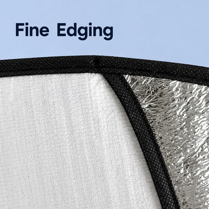 Silver Reflective Heat-Insulating Sun Shade Cover For Car Steering Wheel, Anti-Burn And Anti-UV Protection For Summer, Foldable And Portable Storage, Black Fine Edging, Suitable For Most Sedans And SU