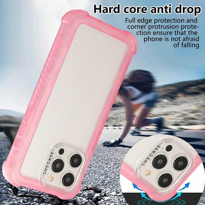 Simple Phone Case Compatible With IPhone 16/17 Pro Max Clear With Pink, Impact Shockproof [Non-Yellowing] [Drop Protection] Anti-Scratch Transparent Back Cover