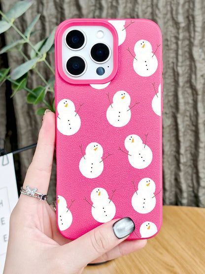 Simple Snowman Pattern Phone Case With A Holiday Winter Theme. Seasonal Cute Cartoon Character Printed Phone Accessories, Unisex, Compatible With Iphone 17 Pro Max/17pro/17Air/17/16promax/16pro/16plus