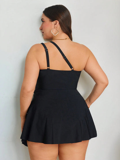 Slaydiva 2026 New Summer Holiday Asymmetric Design Orange Flattering One-Piece Dress, Plus Size Beach Beach Vacation Holiday Party Holiday Vacation Casual