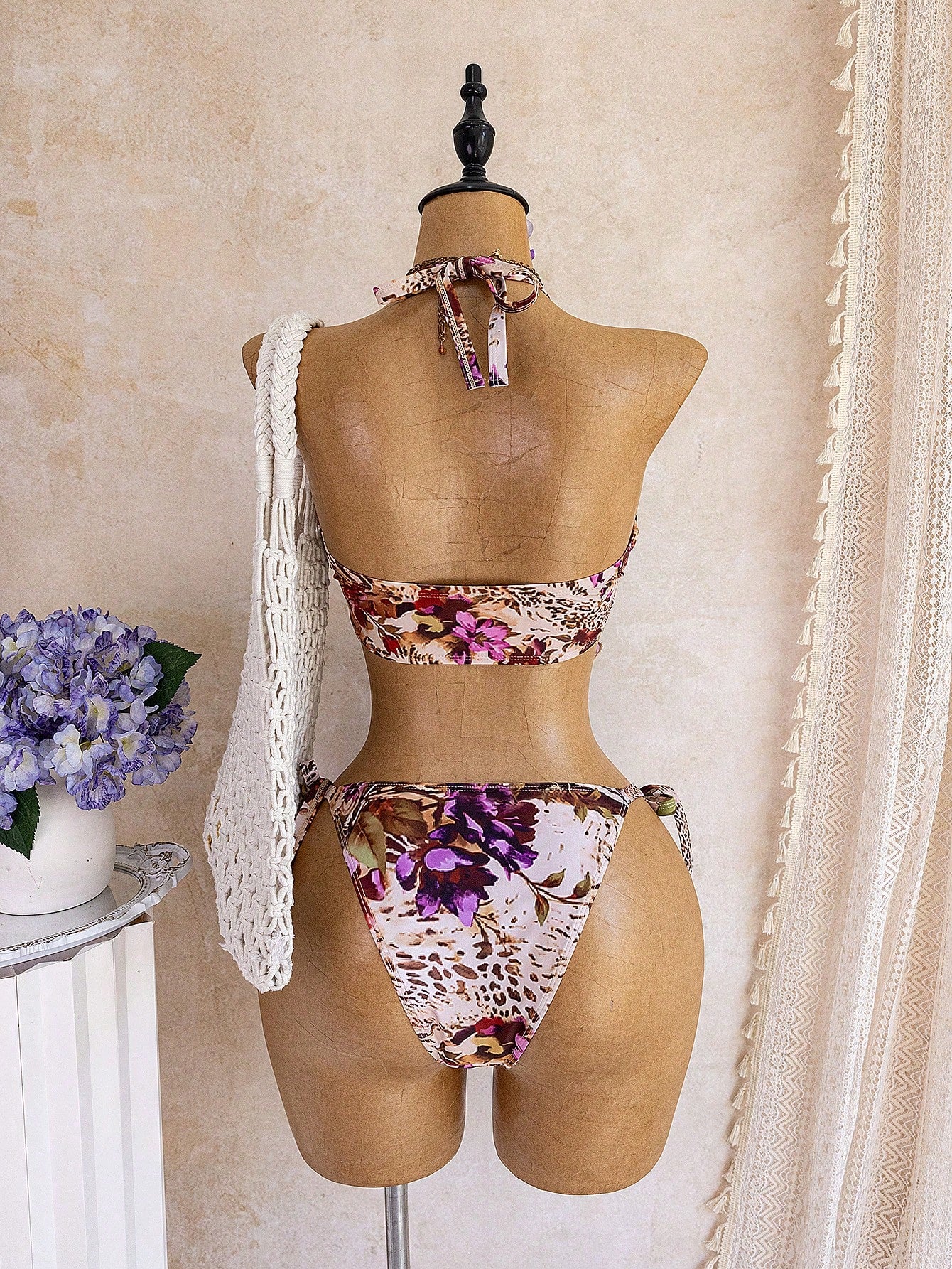 Slaydiva Plus Size Leopard & Floral Print Swimwear Set
