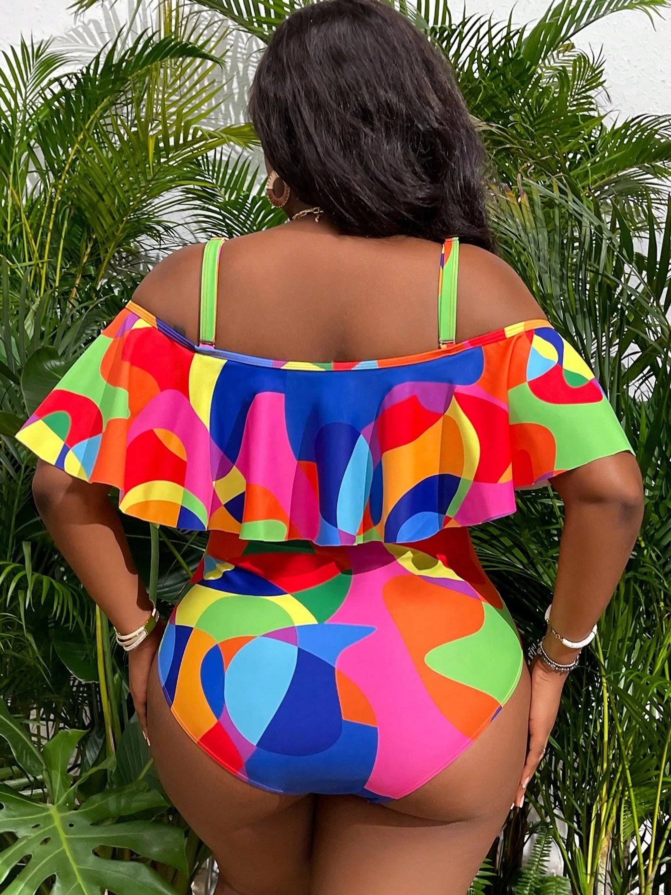 Slaydiva Plus Size Women's Ruched One-Piece Swimsuit, Suitable For Beach Vacation, Pool Party, Beach Party