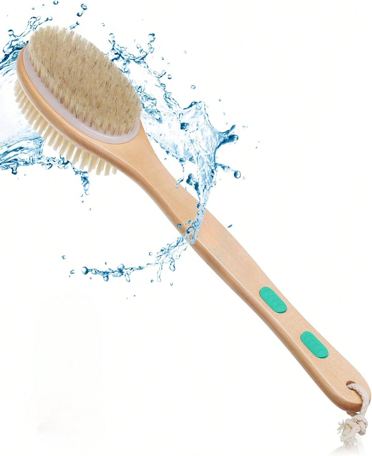 Slick Double Sided Shower Brush- Back Scrubber, Bath Brush Long Handle
