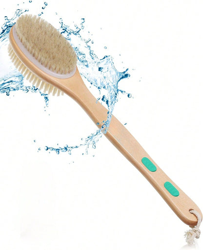 Slick Double Sided Shower Brush- Back Scrubber, Bath Brush Long Handle