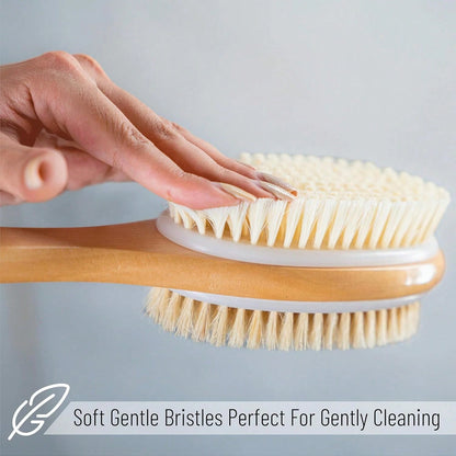 Slick Double Sided Shower Brush- Back Scrubber, Bath Brush Long Handle