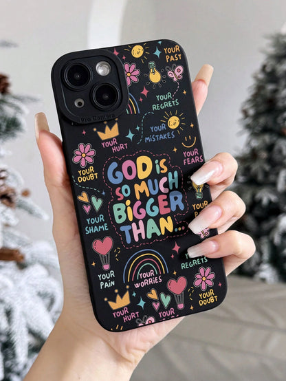Slogan Elements Cute Black Fashion Phone Cases Shockproof 1PC Colorful Hot Air Balloon Butterfly Print Perforated Cat Eye Anti-Slip Phone Case Compatible With Iphone 11/12/13/14/15 Pro Max Waterproof