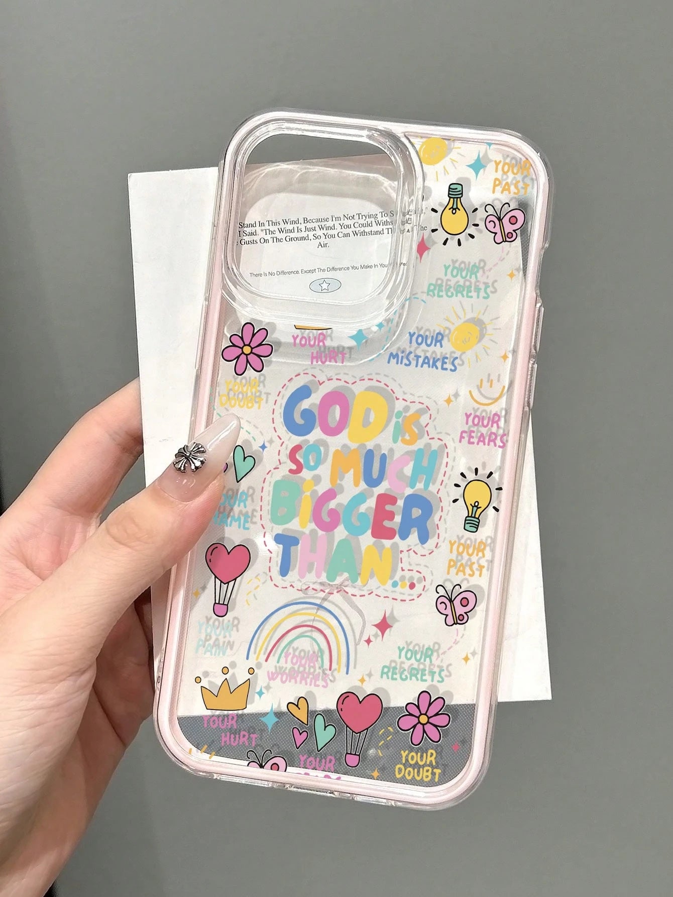 Slogan Elements Cute Black Fashion Phone Cases Shockproof 1PC Colorful Hot Air Balloon Butterfly Print Perforated Cat Eye Anti-Slip Phone Case Compatible With Iphone 11/12/13/14/15 Pro Max Waterproof