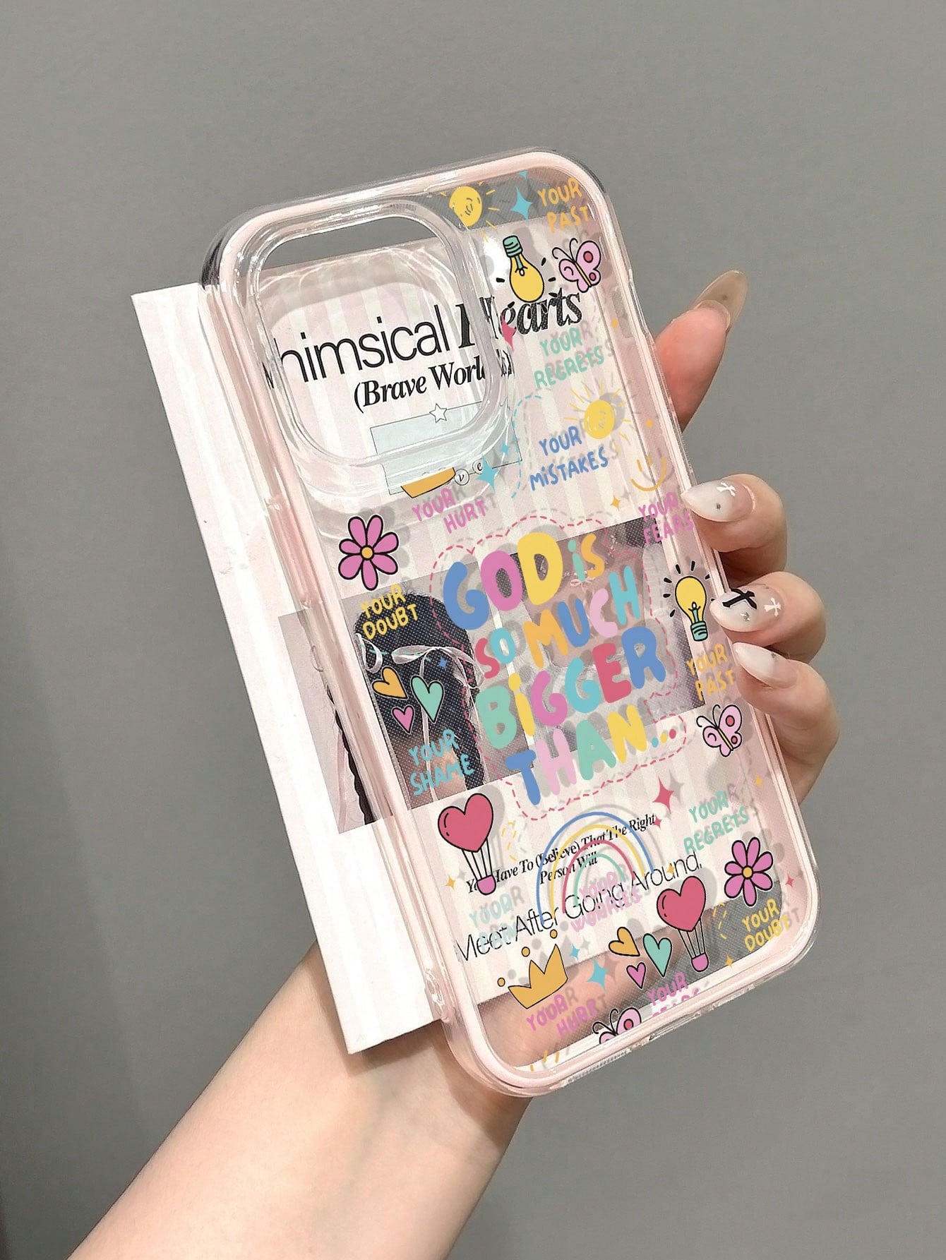 Slogan Elements Cute Black Fashion Phone Cases Shockproof 1PC Colorful Hot Air Balloon Butterfly Print Perforated Cat Eye Anti-Slip Phone Case Compatible With Iphone 11/12/13/14/15 Pro Max Waterproof