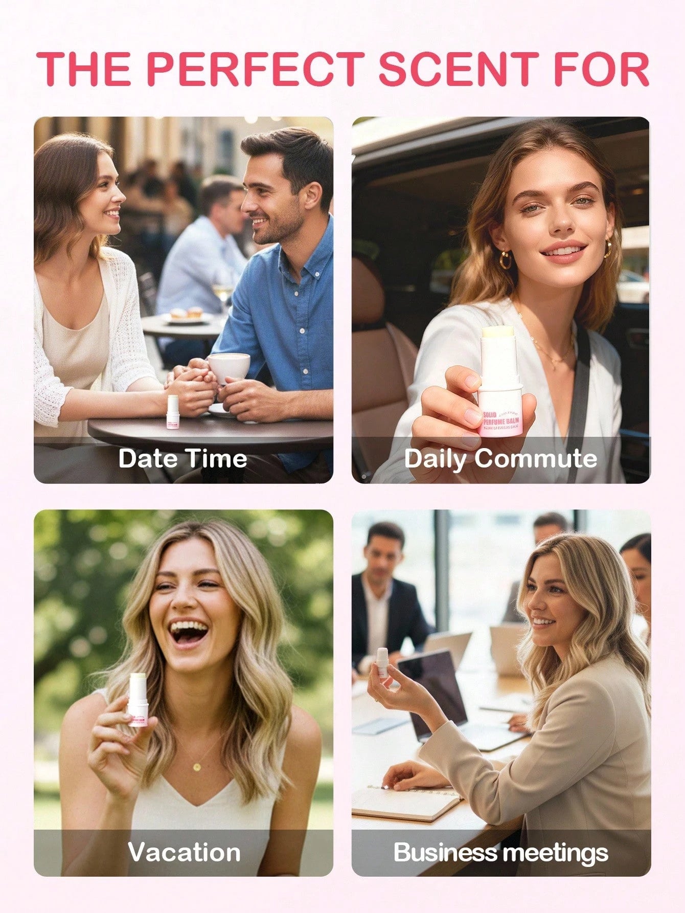 Slow Sunday Solid Perfume Balm (Luna Delight), Long-Lasting Fragrance, Mini Perfume, Sweet, Romantic & Charming, Floral Fruity, With Vanilla, Pear, Musk, Daily Commute & Vacation, Non-Alcoholic, Trav