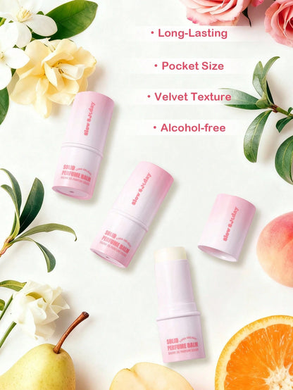 Slow Sunday Solid Perfume Balm (Luna Delight), Long-Lasting Fragrance, Mini Perfume, Sweet, Romantic & Charming, Floral Fruity, With Vanilla, Pear, Musk, Daily Commute & Vacation, Non-Alcoholic, Trav