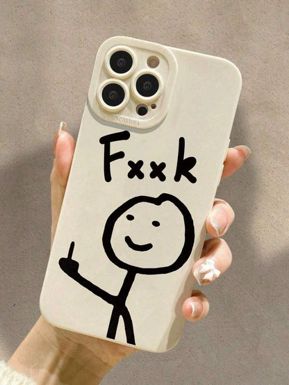 Smiling Face Painted Anti-Drop Perforated Black Minimalist Protective Phone Case Compatible With 16/15 XR/7/8/16 ProMax/13 Case/ 15 ProMax/12 ProMax/13 ProMax/14 ProMax 13 14 11 12P14 Women P11 Soft