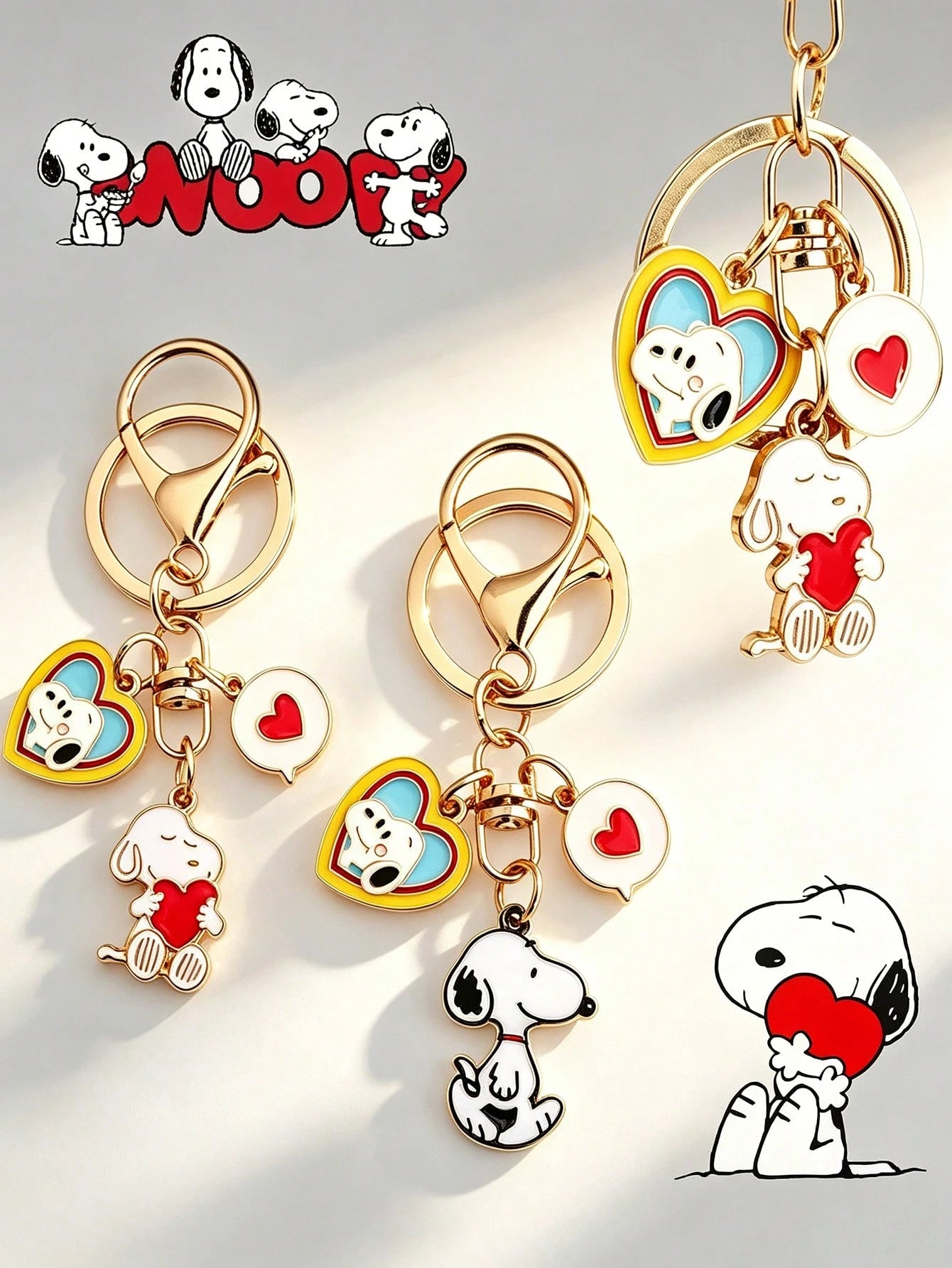 SNOOPY 12/8/4/2/1pcs Cute Cartoon Snoopy Alloy Keychain, Student Couple Gift, Bag Charm, Key Ring, Backpack Pendant