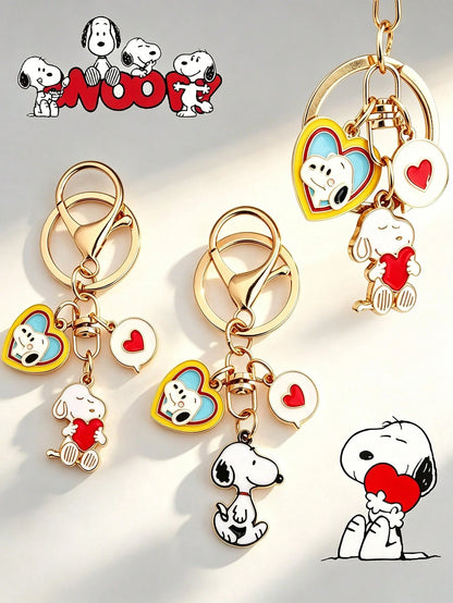 SNOOPY 12/8/4/2/1pcs Cute Cartoon Snoopy Alloy Keychain, Student Couple Gift, Bag Charm, Key Ring, Backpack Pendant