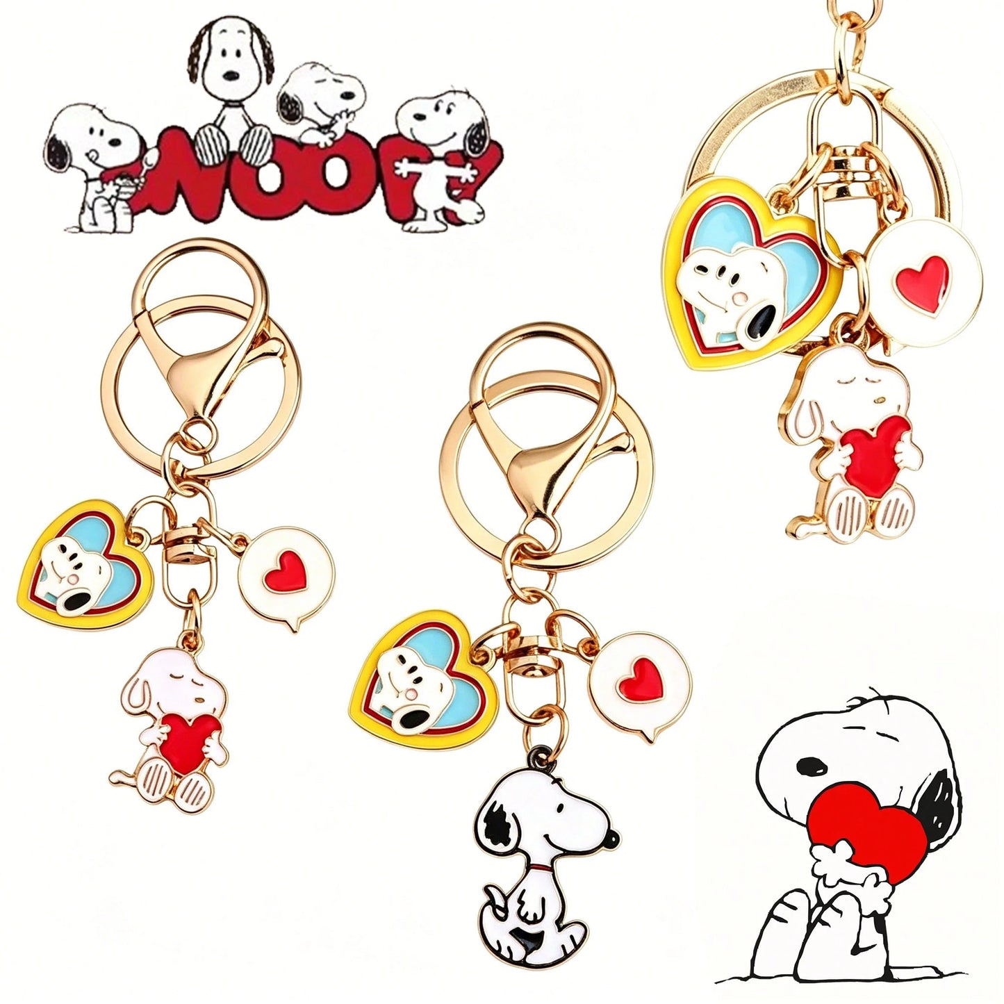 SNOOPY 12/8/4/2/1pcs Cute Cartoon Snoopy Alloy Keychain, Student Couple Gift, Bag Charm, Key Ring, Backpack Pendant