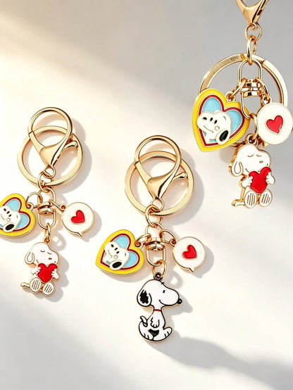 SNOOPY 12/8/4/2/1pcs Cute Cartoon Snoopy Alloy Keychain, Student Couple Gift, Bag Charm, Key Ring, Backpack Pendant
