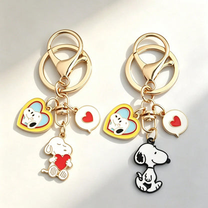 SNOOPY 12/8/4/2/1pcs Cute Cartoon Snoopy Alloy Keychain, Student Couple Gift, Bag Charm, Key Ring, Backpack Pendant
