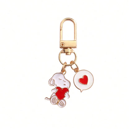 SNOOPY 2pcs Creative Cute Cartoon Metal Keychain Personalized Cartoon Peripheral Couple Backpack Decoration Pendant