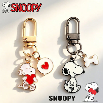 SNOOPY 2pcs Creative Cute Cartoon Metal Keychain Personalized Cartoon Peripheral Couple Backpack Decoration Pendant