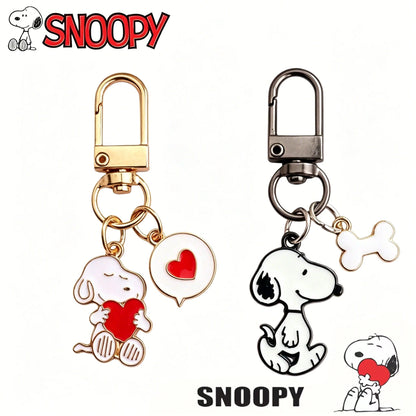 SNOOPY 2pcs Creative Cute Cartoon Metal Keychain Personalized Cartoon Peripheral Couple Backpack Decoration Pendant