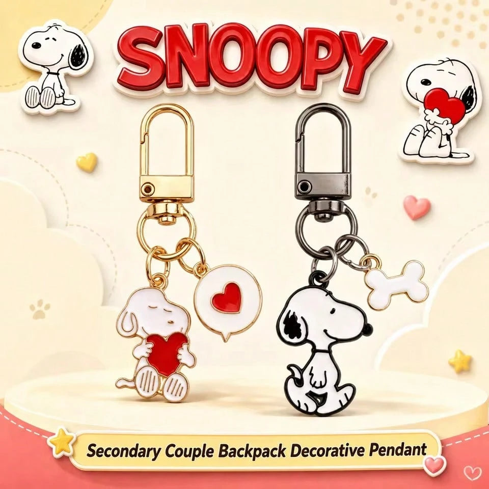 SNOOPY 2pcs Creative Cute Cartoon Metal Keychain Personalized Cartoon Peripheral Couple Backpack Decoration Pendant