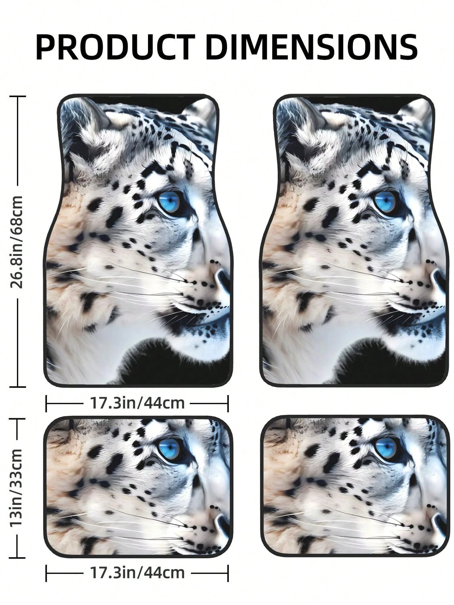 Snow Leopard Pattern 4-Piece Custom Printed All-Weather Floor Mats- Universal Fit For Suv, Truck, Van| Easy Clean