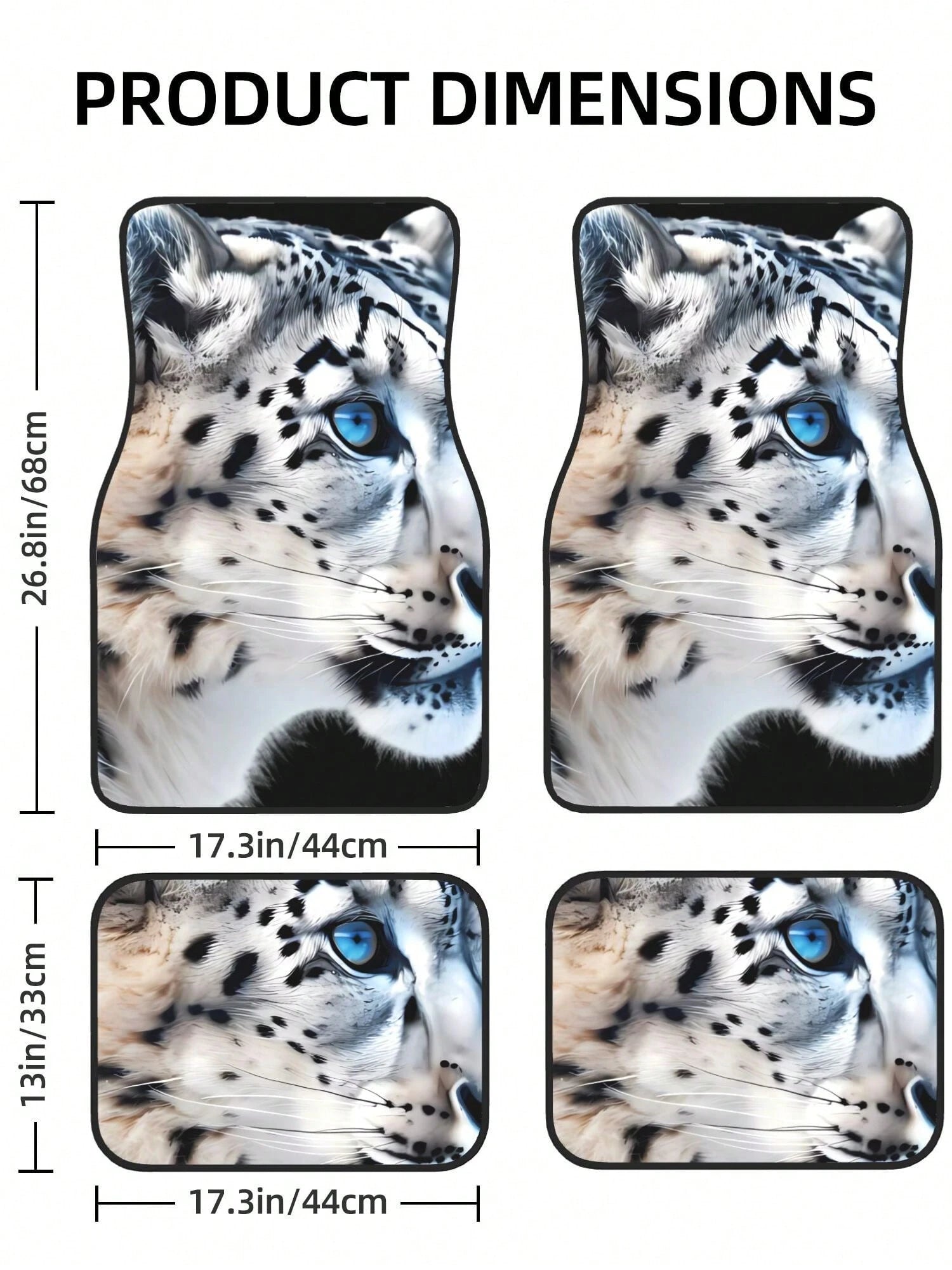 Snow Leopard Pattern 4-Piece Custom Printed All-Weather Floor Mats- Universal Fit For Suv, Truck, Van| Easy Clean