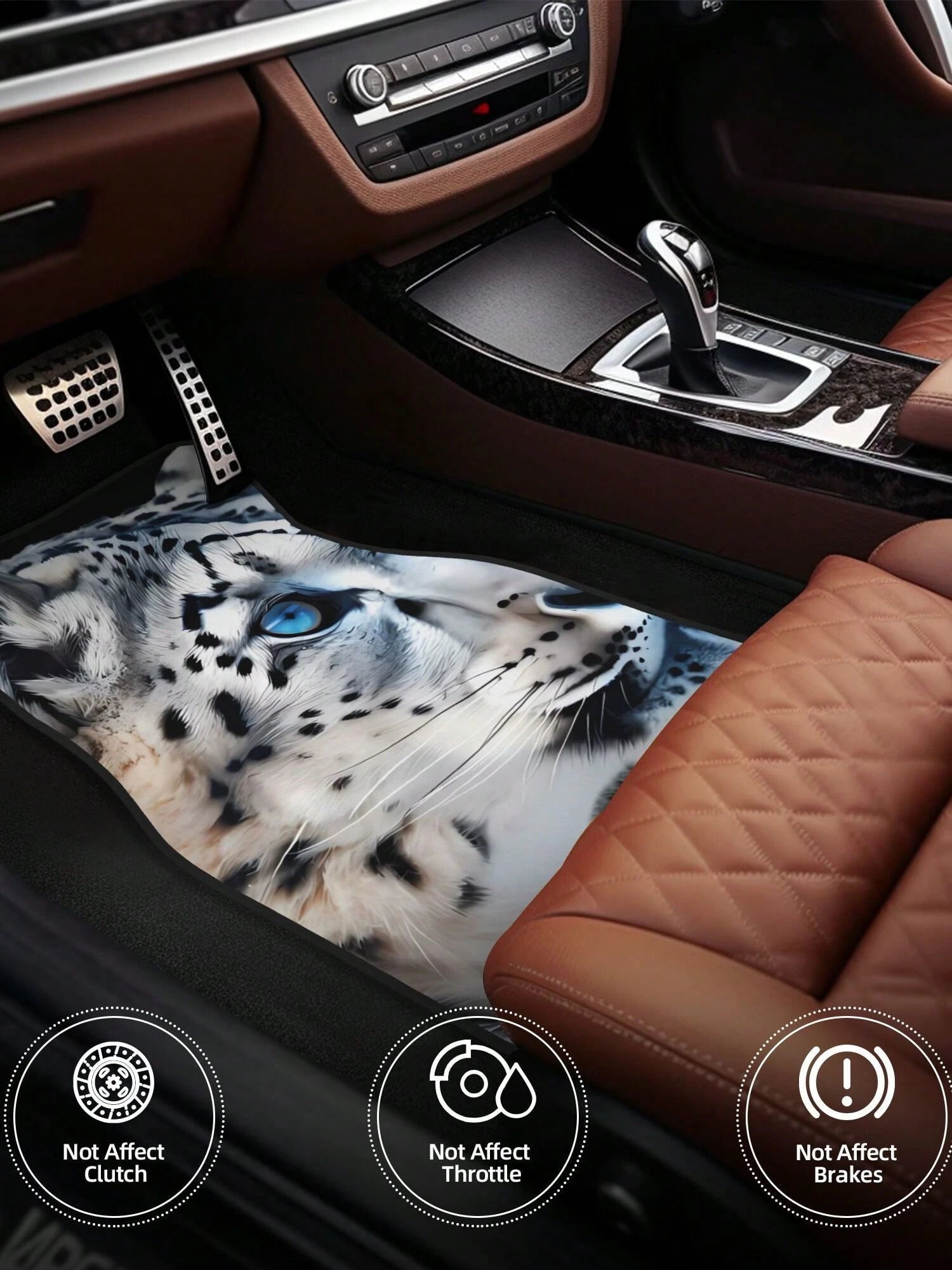 Snow Leopard Pattern 4-Piece Custom Printed All-Weather Floor Mats- Universal Fit For Suv, Truck, Van| Easy Clean