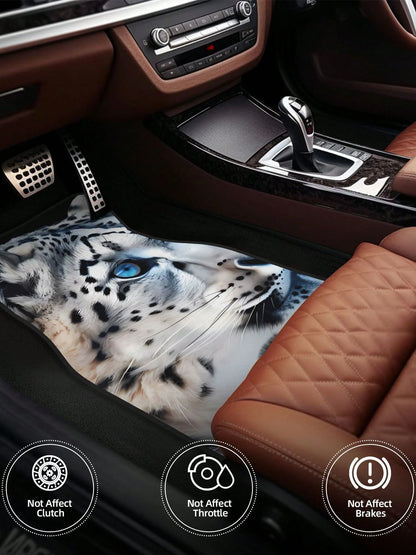 Snow Leopard Pattern 4-Piece Custom Printed All-Weather Floor Mats- Universal Fit For Suv, Truck, Van| Easy Clean