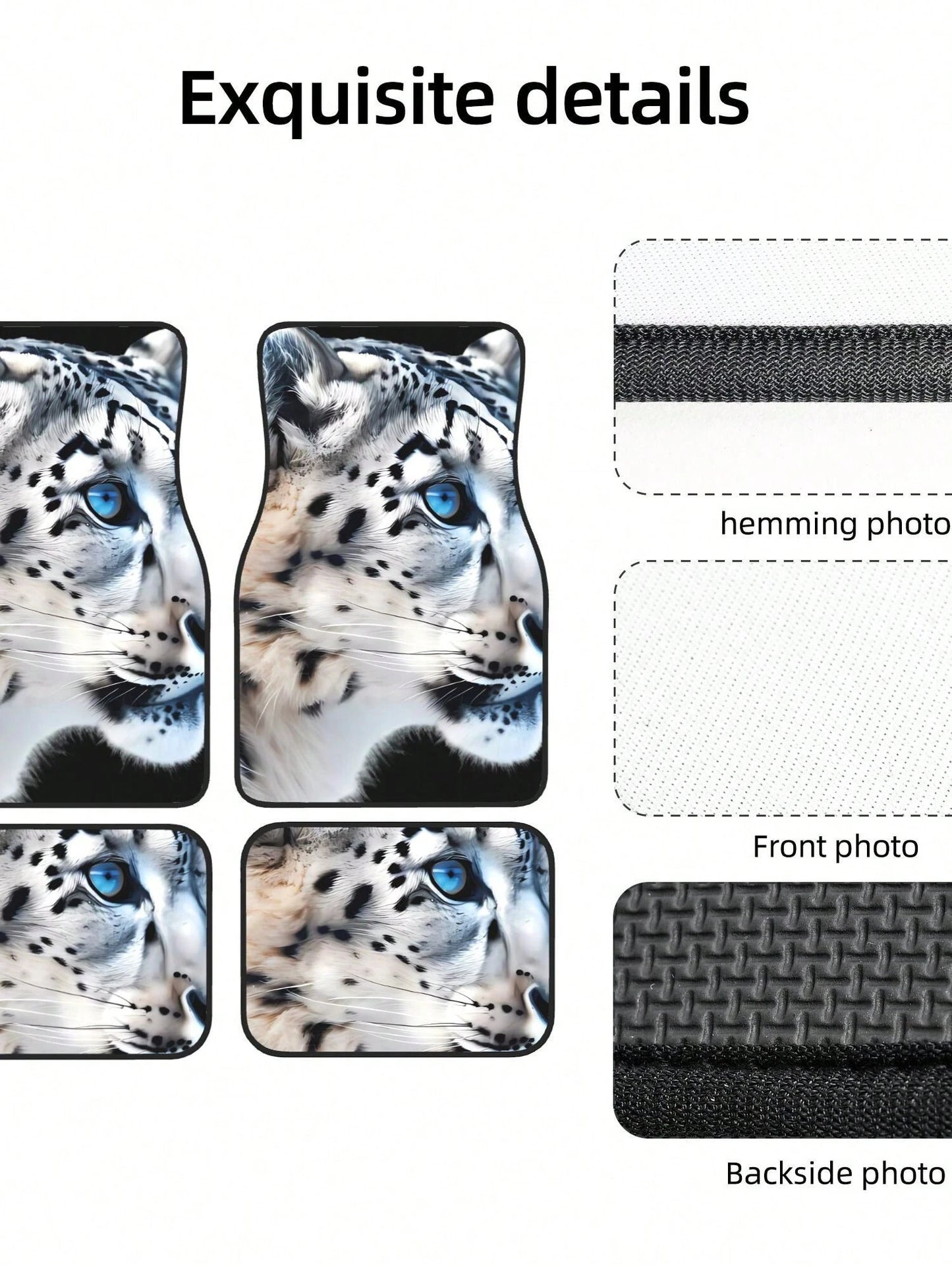 Snow Leopard Pattern 4-Piece Custom Printed All-Weather Floor Mats- Universal Fit For Suv, Truck, Van| Easy Clean
