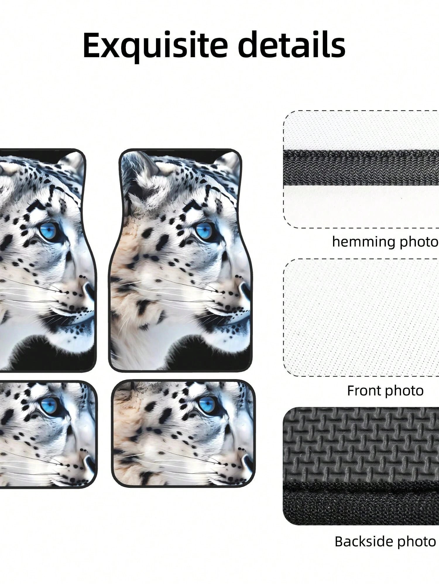 Snow Leopard Pattern 4-Piece Custom Printed All-Weather Floor Mats- Universal Fit For Suv, Truck, Van| Easy Clean