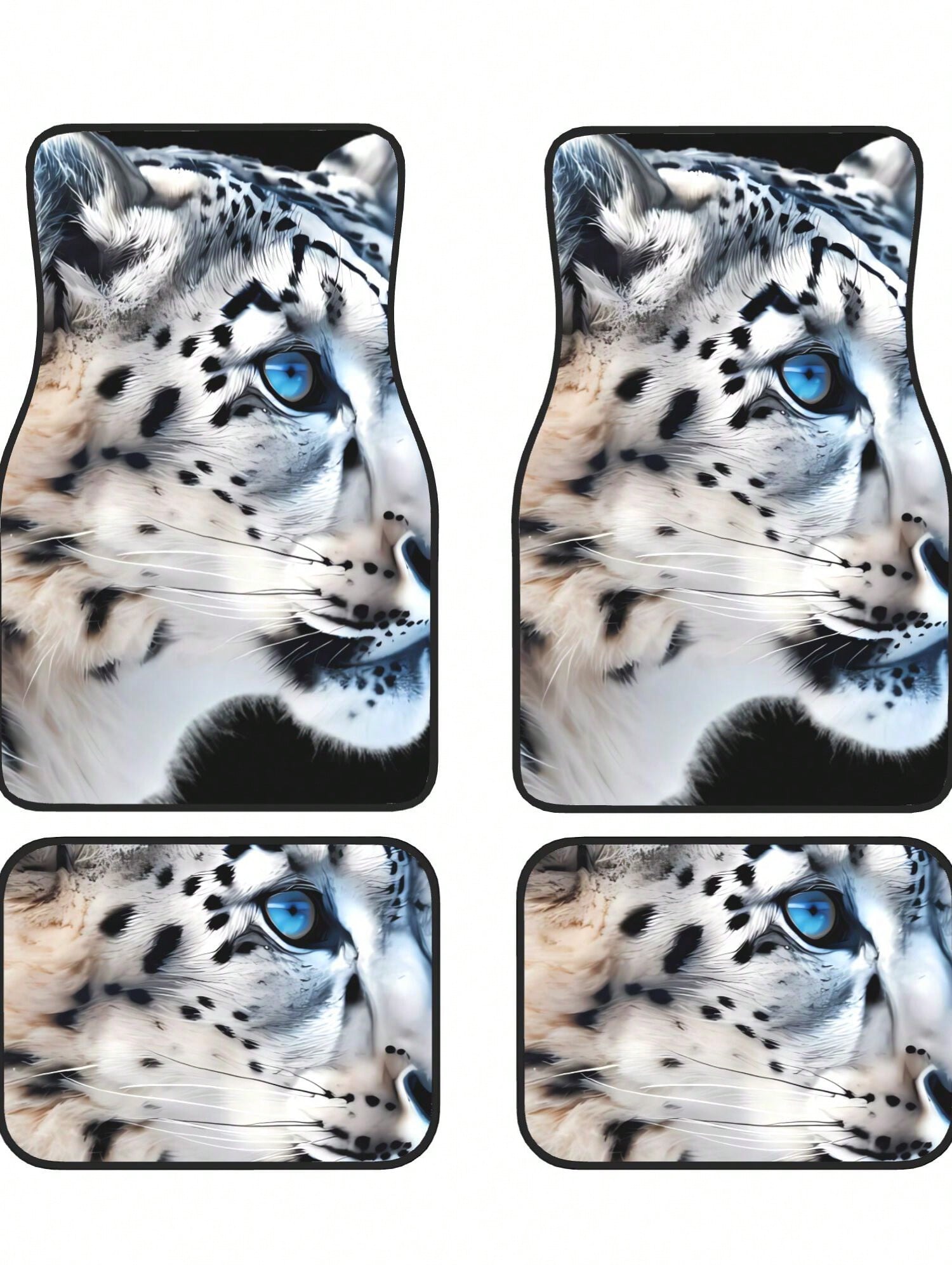 Snow Leopard Pattern 4-Piece Custom Printed All-Weather Floor Mats- Universal Fit For Suv, Truck, Van| Easy Clean