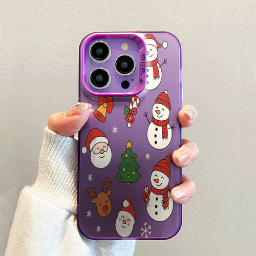 Snowman, Snowflake, Santa Claus Design Large Hole Frosted Thickened Phone Case For IPhone 17 Air/16/15/14/13/12 Pro Max/17 16 Plus 11 X/Xs Max/7/8/SE Anti-Drop Anti-Fingerprint Protective Case