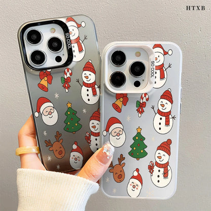 Snowman, Snowflake, Santa Claus Design Large Hole Frosted Thickened Phone Case For IPhone 17 Air/16/15/14/13/12 Pro Max/17 16 Plus 11 X/Xs Max/7/8/SE Anti-Drop Anti-Fingerprint Protective Case
