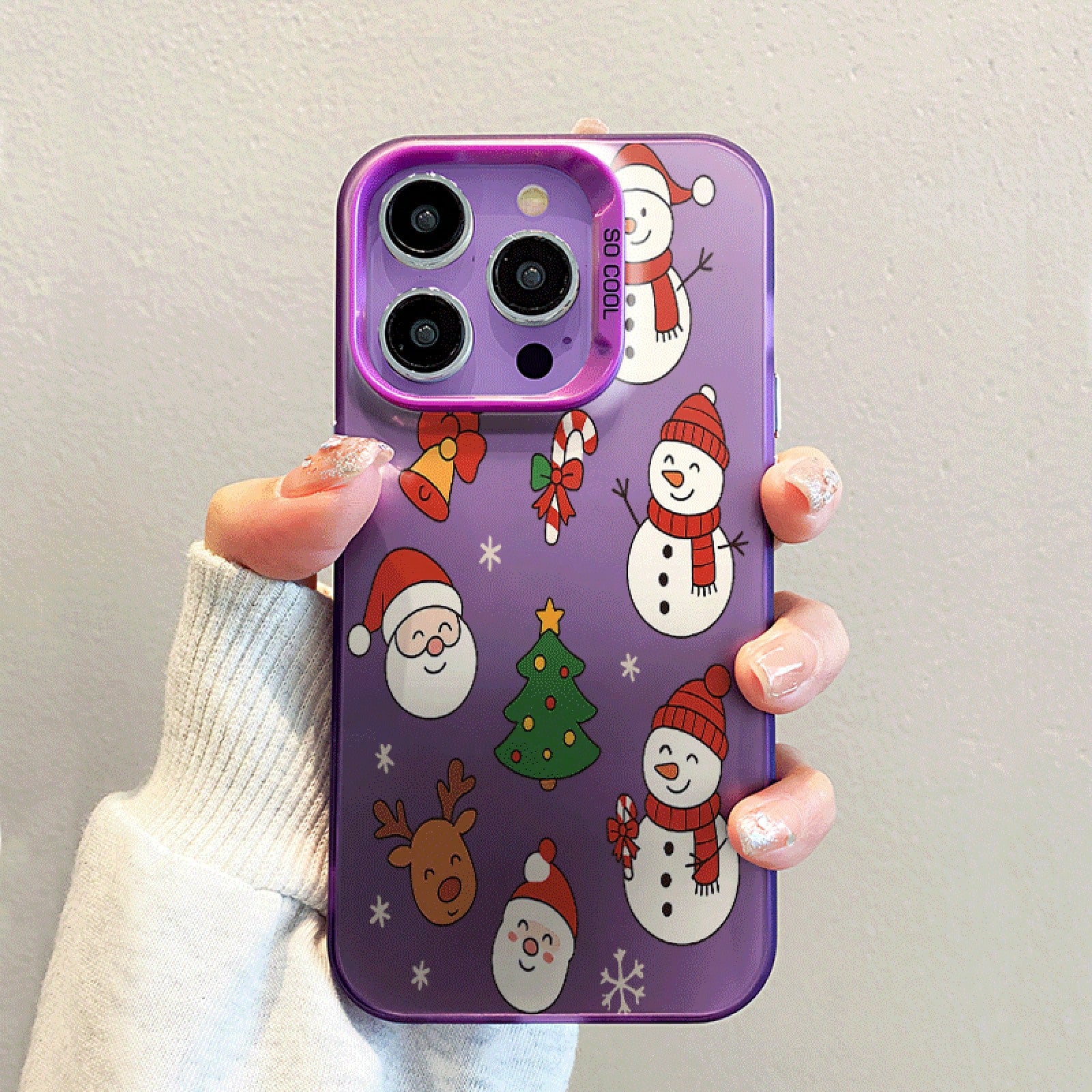 Snowman, Snowflake, Santa Claus Design Large Hole Frosted Thickened Phone Case For IPhone 17 Air/16/15/14/13/12 Pro Max/17 16 Plus 11 X/Xs Max/7/8/SE Anti-Drop Anti-Fingerprint Protective Case