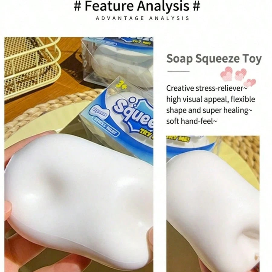 Soap Block Squeeze Ball Fully Filled- Squeezing Makes A Crunchy Sound (Sound Of Crushing Crisp Skin)- Squishy Moldable Stress Relief Toy- Comes With Premium Hard Box Packaging- Soft And Sticky Tex